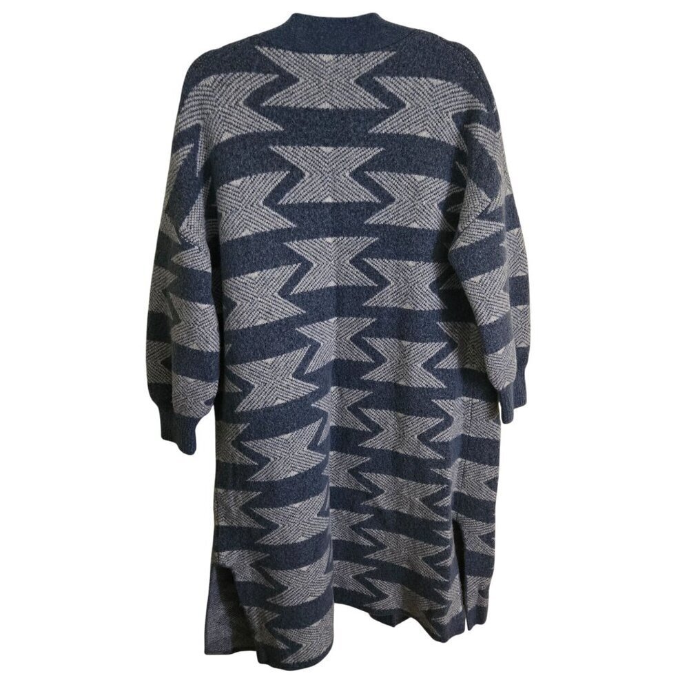 Raffi Waterfront Merino Wool Aztec Jaquard Cardigan Pockets Open a front Size S - Picture 4 of 11